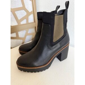 Chinese Laundry Black Platform Chelsea Boots Lug Sole Block Heel GGV-001 Size 9
